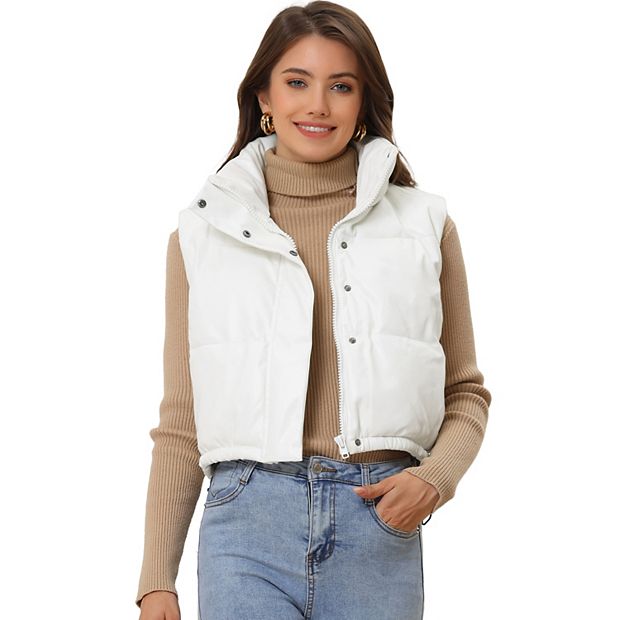 Women's Puffer Vest Lightweight Cropped Quilted Padded