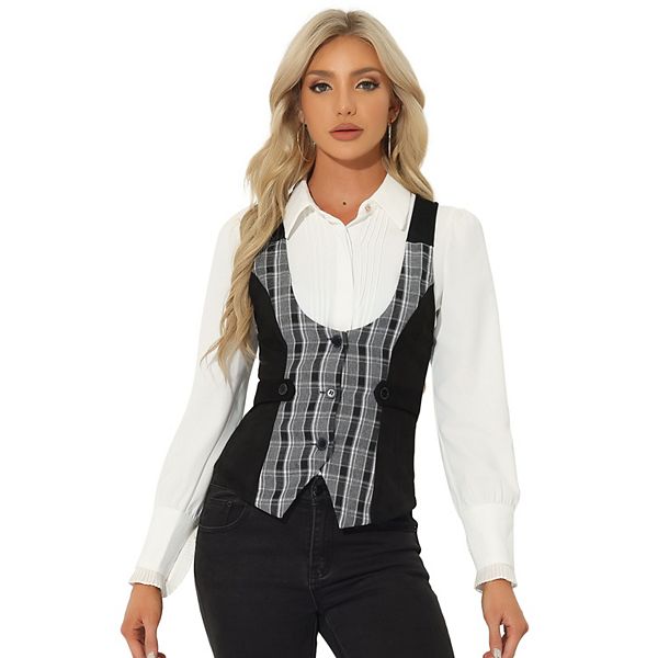タグ付き✨ENFOLD ROUND COLLAR VEST ラウンドカラーベスト Vintage Waistcoat Vest For Women's Plaid Button Down Sleeveless