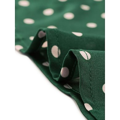 Women's Polka Dots Peter Pan Collar Tie Neck Short Sleeve Shirt