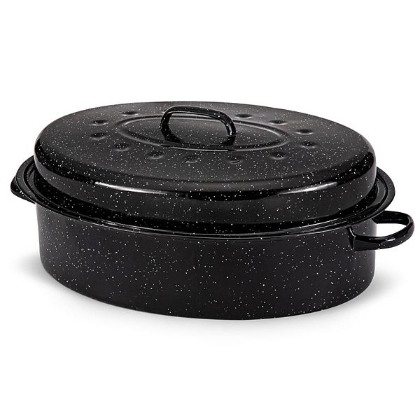 Alpine Cuisine Enamel Oval Roaster , Carbon Steel Oval Roasting Pan