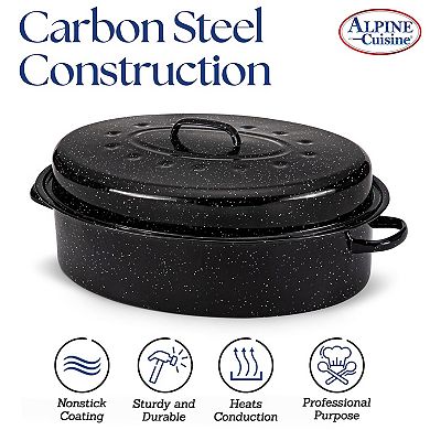 Alpine Cuisine Enamel Oval Roaster , Carbon Steel Oval Roasting Pan ...