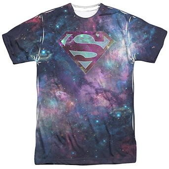 Superman Spaced Out Logo Short Sleeve Adult Poly Crew T-shirt