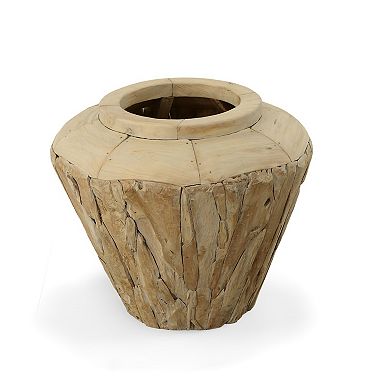 30"h Wide Decorative From Reclaimed Teak Wood Handcrafted Unique Rustic Vase