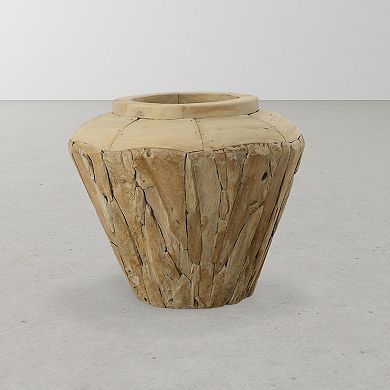 30"h Wide Decorative From Reclaimed Teak Wood Handcrafted Unique Rustic Vase