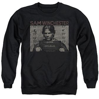 Supernatural Sam Mug Shot Adult Crewneck Sweatshirt