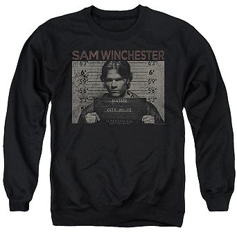 Supernatural Sam Mug Shot Adult Crewneck Sweatshirt