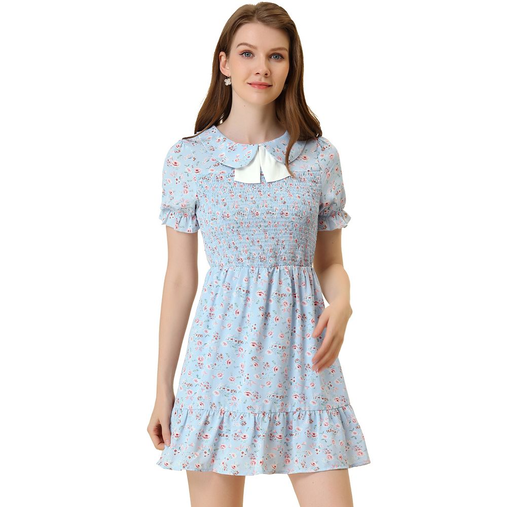 Brown Floral Prairie Dress with Peter Pan Collar