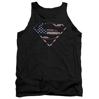 Superman War-torn Flag Adult Tank Top