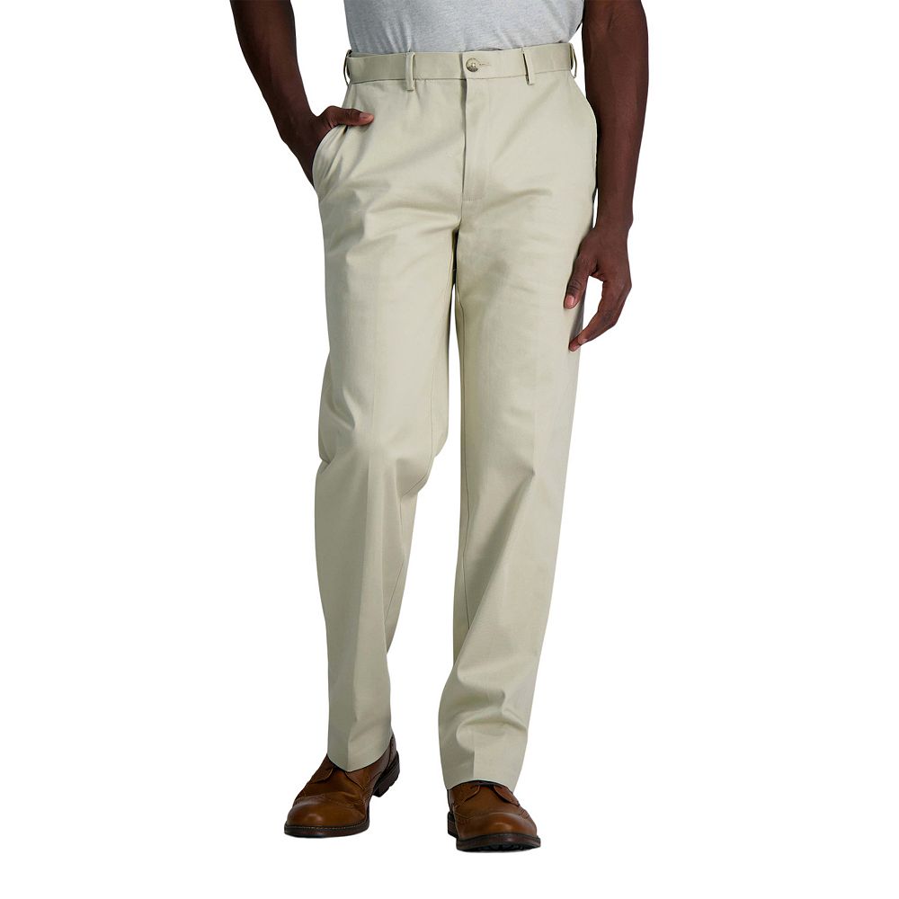 Haggar Men's Premium No Iron Khaki Pleat Front Pant Classic