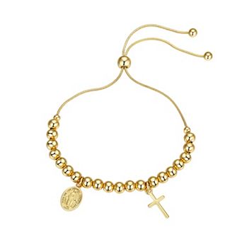 Gratitude & Grace Virgin Mary & Cross Beaded Bolo Bracelet