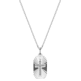 Gratitude & Grace Cubic Zirconia & Diamond-Cut Cross Pendant Necklace