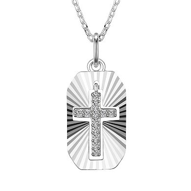 Gratitude & Grace Cubic Zirconia & Diamond-Cut Cross Pendant Necklace