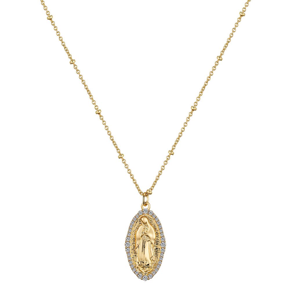 Gratitude & Grace 14k Gold Plated Cubic Zirconia Border Virgin Mary ...