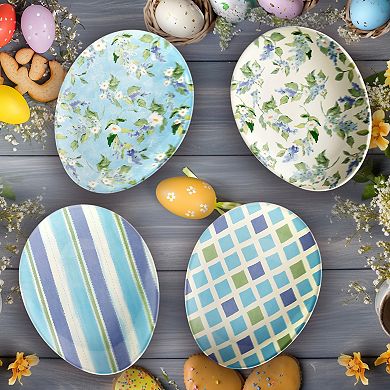 Certified International Easter Morning Set of 4 Oval Egg Plates