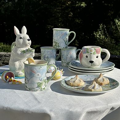 Certified International Easter Morning 3D Set of 4 Bunny Mugs