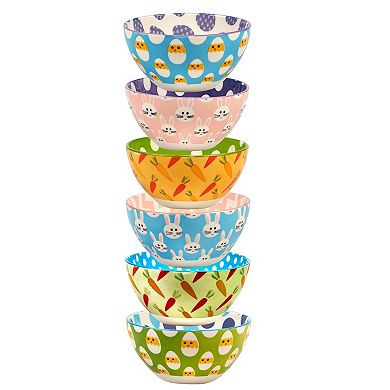 Certified International Easter Pad Print Set of 6 Bowls