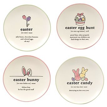 Certified International Easter Words Set of 4 Canape Plates