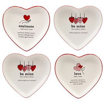 Certified International Valentines Day Set of 4 Heart Shaped Plates