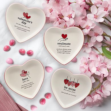 Certified International Valentines Day Set of 4 Heart Shaped Plates