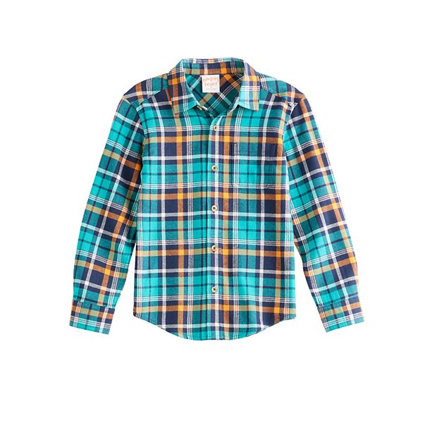 Boys 4-12 Jumping Beans® Flannel Button Down Shirt - Teal Plaid (4)