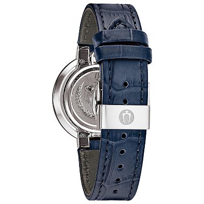 Bulova Rubaiyat Diamond 35mm Stainless Steel Case Blue Leather Strap - 96P196 Bulova Rubaiyat Women Diamond Blue Dial Sliver Sapphire 35mm  main image 4
