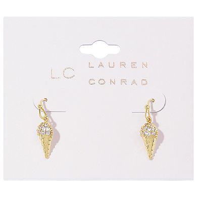 LC Lauren Conrad Gold Tone Pave Ice Cream Cone Drop Earrings