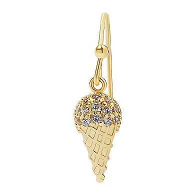 LC Lauren Conrad Gold Tone Pave Ice Cream Cone Drop Earrings