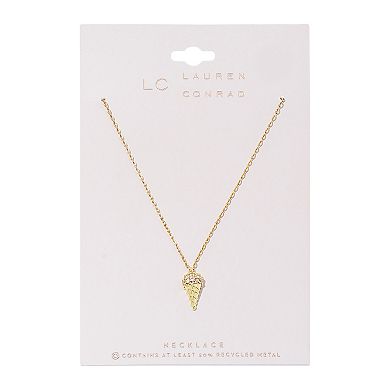 LC Lauren Conrad Gold Tone Pace Ice Cream Cone Pendant Necklace