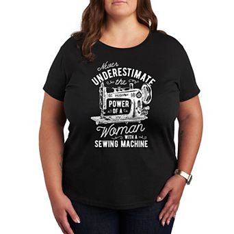 Plus Woman And Her Sewing Machine Graphic Tee