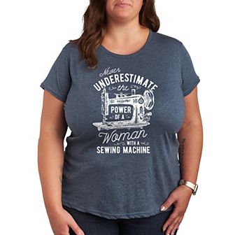 Plus Woman And Her Sewing Machine Graphic Tee