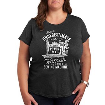 Plus Woman And Her Sewing Machine Graphic Tee