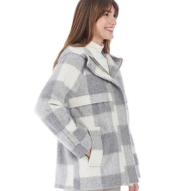 Women's Nine West Plaid Duffle Jacket