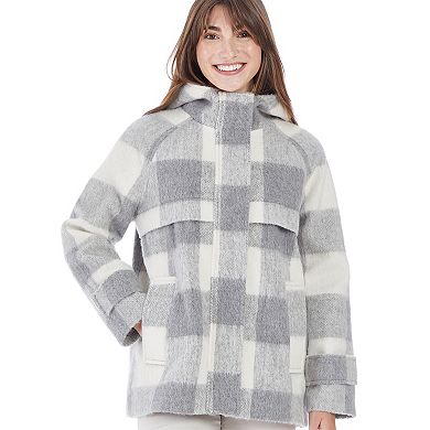 Women's Nine West Plaid Duffle Jacket