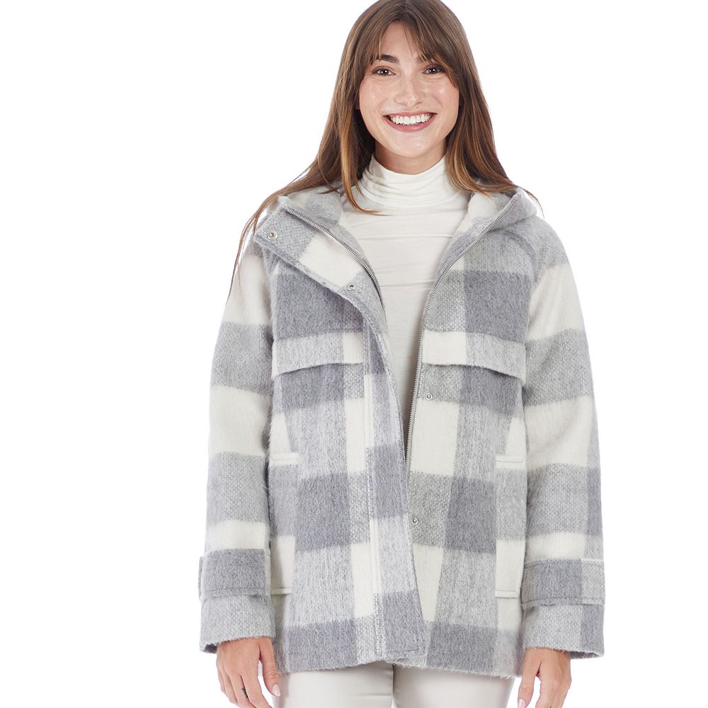 Women's Nine West Plaid Duffle Jacket