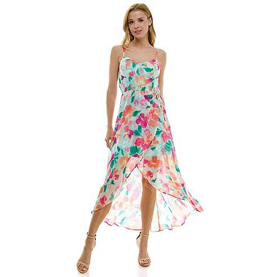 Juniors' Lily Rose Chiffon Sleeveless Molded Cup High-Low Maxi Dress