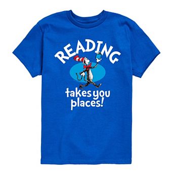 Boys 8-20 Dr. Seuss The Cat in the Hat Reading Takes You Places Graphic Tee