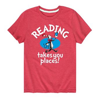 Boys 8-20 Dr. Seuss The Cat in the Hat Reading Takes You Places Graphic Tee