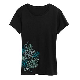 Women's Succulent Cluster Outline Graphic Tee