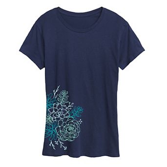 Women's Succulent Cluster Outline Graphic Tee