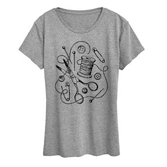 Women's Vintage Sewing Tools Graphic Tee