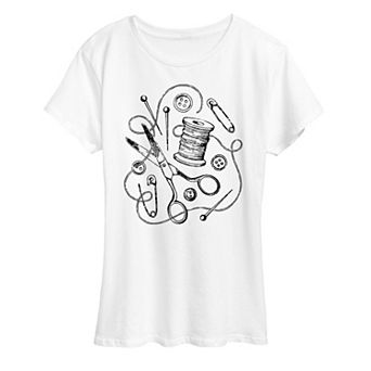 Women's Vintage Sewing Tools Graphic Tee