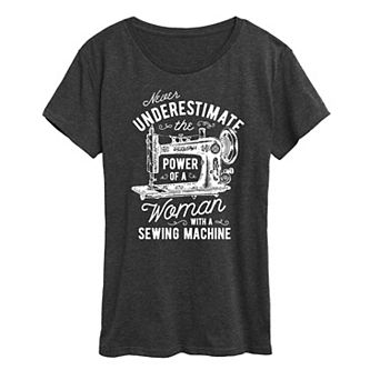 Women's Woman And Her Sewing Machine Graphic Tee