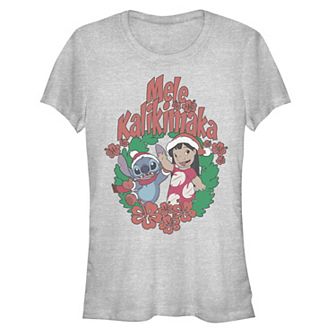 Disney's Lilo & Stitch Mele Kalikimaka Christmas Wreath Juniors' Graphic Tee