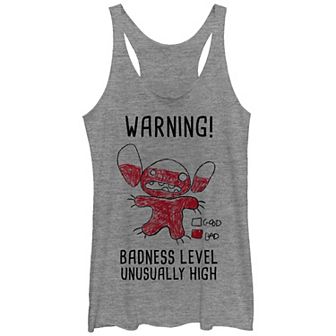 Disney's Lilo & Stitch Badness Level Stitch Juniors' Graphic Racerback Tank Top Top