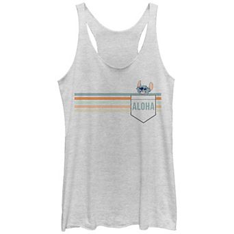 Disney's Lilo & Stitch Aloha Popping Out Stitch Juniors' Graphic Racerback Tank Top