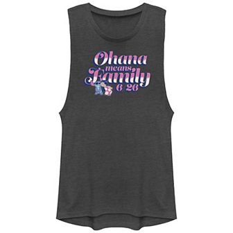 Disney's Lilo & Stitch Ohana Means Family 6/26 Festival Juniors' Graphic Muscle Tank Top Top