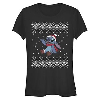 Disney's Lilo & Stitch Enjoying Snowflakes Stitch Sweater Juniors' Graphic Tee