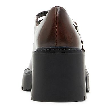 madden girl Tomtom Black Box Women's Chunky Mary Jane Shoes