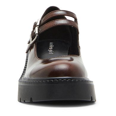 madden girl Tomtom Black Box Women's Chunky Mary Jane Shoes