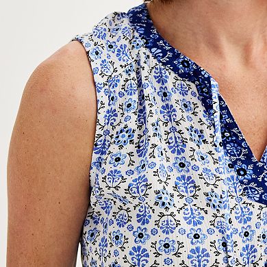 Women's Croft & Barrow® Split Neck Gauze Tank Top